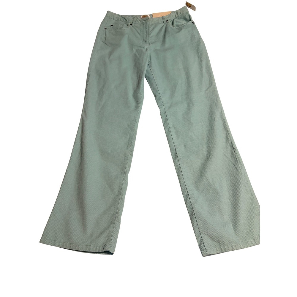 Talbots Womens‎ Mint Blue Stretch Corduroy Boot Leg Pants Size 12 NWT Trousers